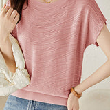 Solid color textured knit T-shirt - liwisi