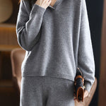 Two-Piece Set: Collared Knit Top + Knit Straight Pants - 4 Colors Available - liwisi