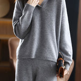 Two-Piece Set: Collared Knit Top + Knit Straight Pants - 4 Colors Available - liwisi