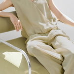 Casual collared sleeveless shirt with wide-leg long pants set - liwisi