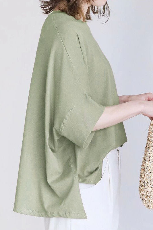 Comfortable batwing sleeve T-shirt - liwisi