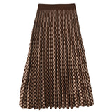 ブロックチェックロングプリーツニットスカート 3色入 - liwisi