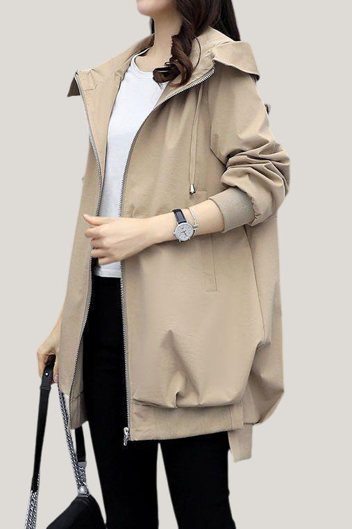 Casual Versatile Hooded Trench Coat - liwisi
