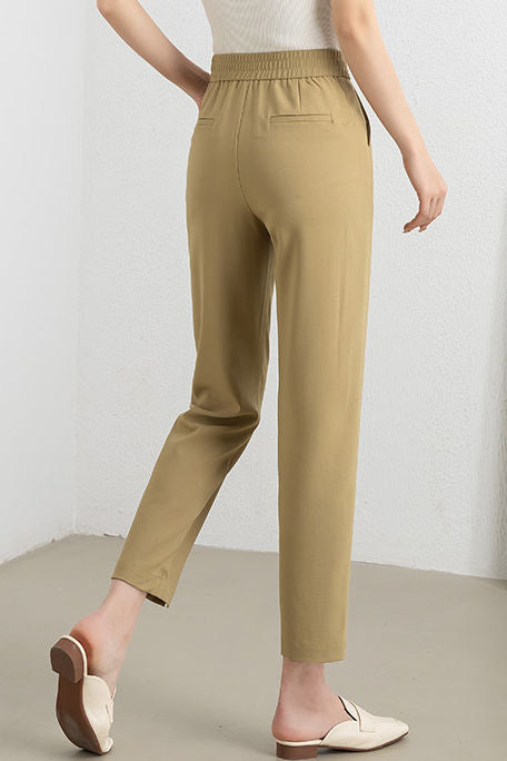 Solid color straight leg nine-point pants - liwisi