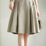 High-waisted pleated A-line skirt - liwisi