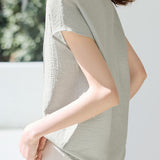 Round neck tie detail raglan sleeve shirt - liwisi