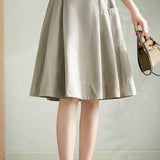 High-waisted pleated A-line skirt - liwisi