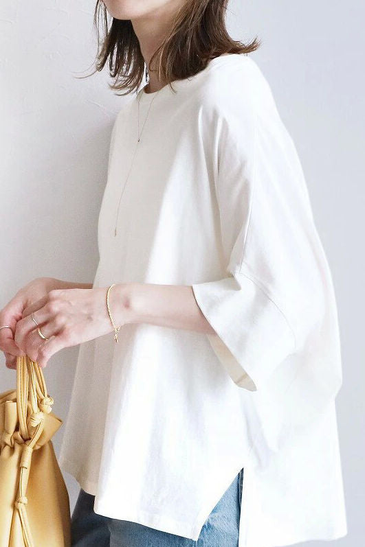 Comfortable batwing sleeve T-shirt - liwisi