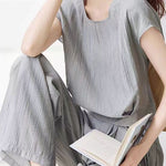Casual flutter sleeve top with matching wide-leg pants set - liwisi
