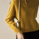 ハイネック袖スリットパール装飾ニット 4色入 - liwisi