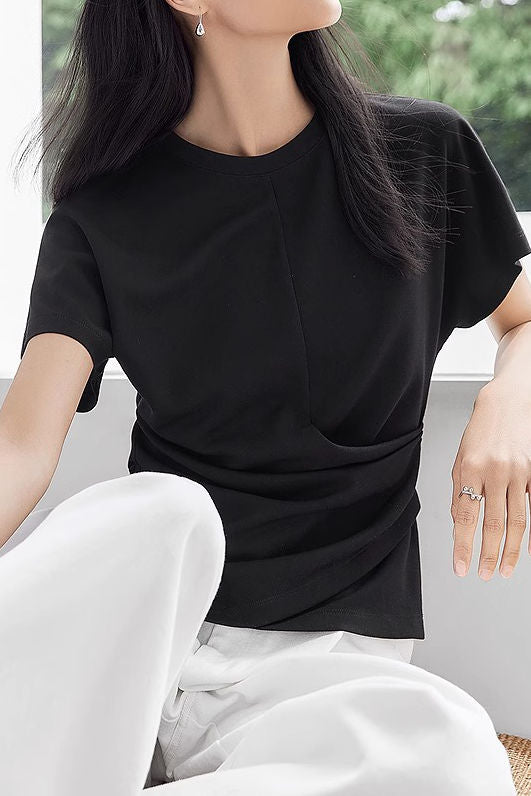 Minimalist versatile asymmetrical T-shirt - liwisi