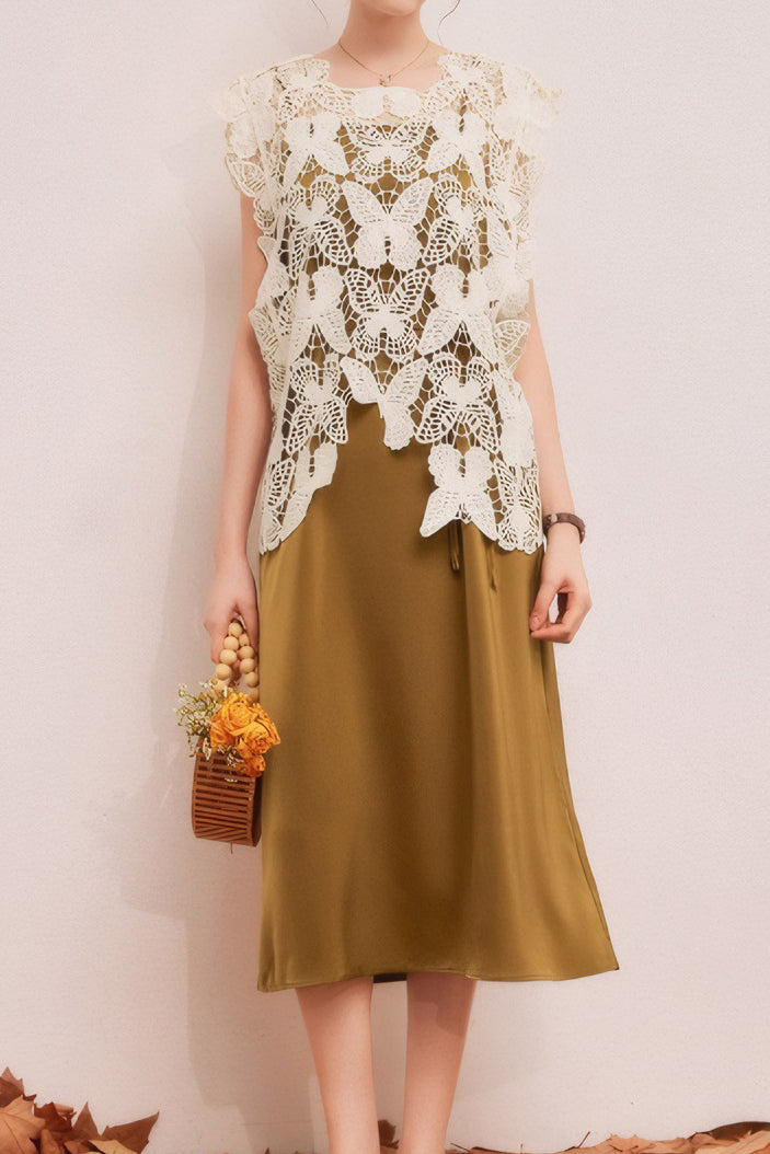 Butterfly hollow tank dress two-piece set - liwisi