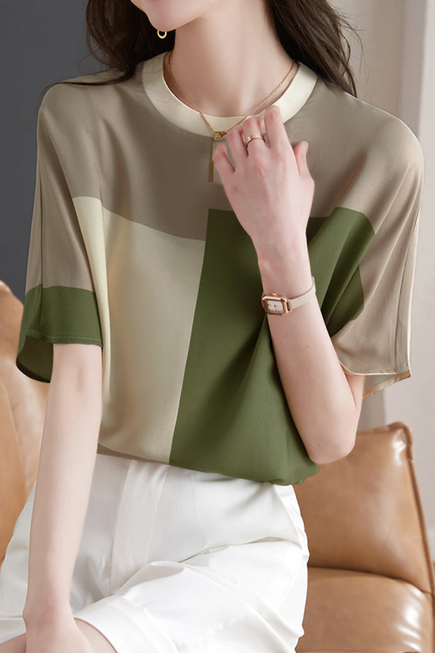 Stylish Color-blocked T-shirt - liwisi