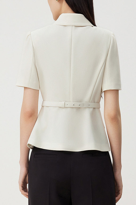 Minimalist short sleeve collared blazer - liwisi