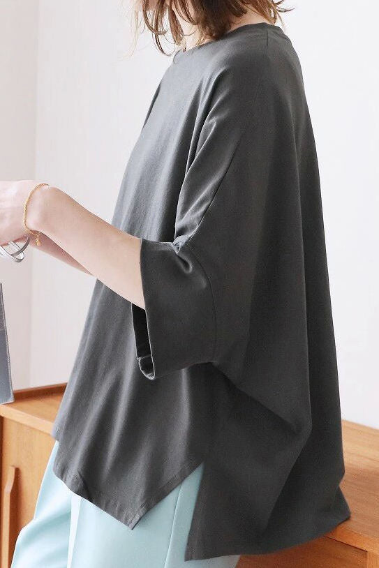 Comfortable batwing sleeve T-shirt - liwisi