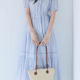 V-neck lace spliced dress - liwisi
