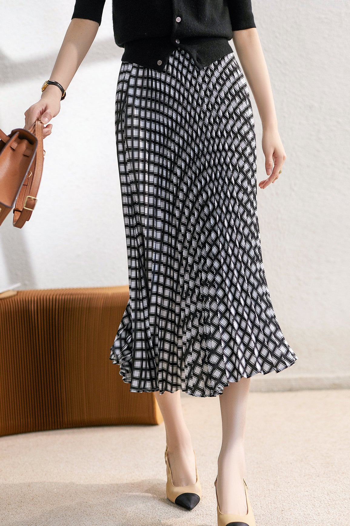 Vintage Plaid Pleated Skirt - liwisi
