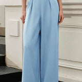 Solid color high-waisted wide-leg pants - liwisi