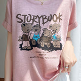 Lettered bear graphic short sleeve T-shirt - liwisi