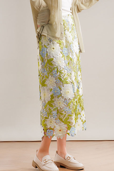 Embroidered floral hollow skirt - liwisi