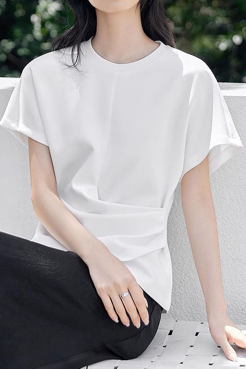 Minimalist versatile asymmetrical T-shirt - liwisi