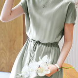Minimalist elegant boat neck tie dress - liwisi
