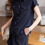 Loose cap sleeve shirt and wide-leg shorts set - liwisi