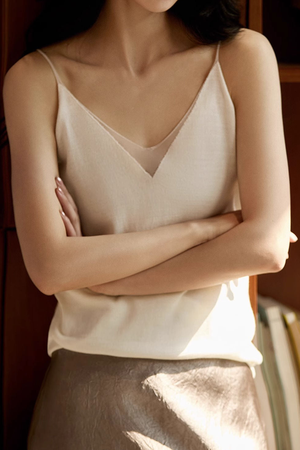 V-neck mesh cami top - liwisi