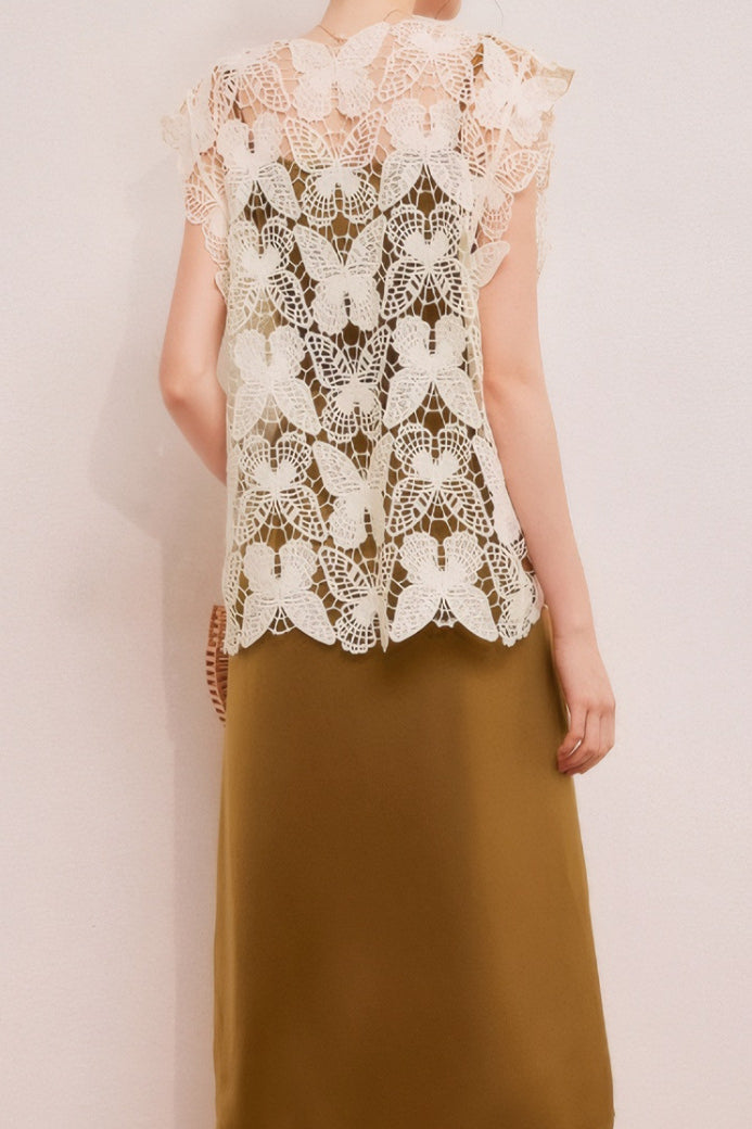 Butterfly hollow tank dress two-piece set - liwisi