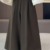 Office Versatile High-Waist Wool Blend Cropped Wide-Leg Pants