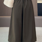 Office Versatile High-Waist Wool Blend Cropped Wide-Leg Pants