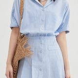 Striped shirt with pleated dress - liwisi