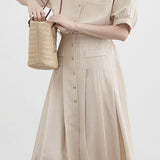 Striped shirt with pleated dress - liwisi