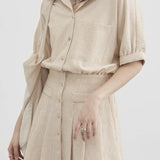 Striped shirt with pleated dress - liwisi