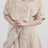 Striped shirt with pleated dress - liwisi