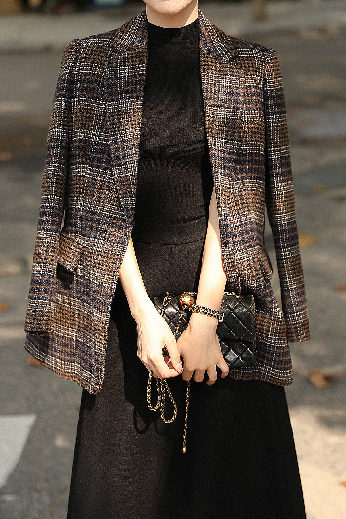 Vintage British Style Checked Wool Blazer - liwisi