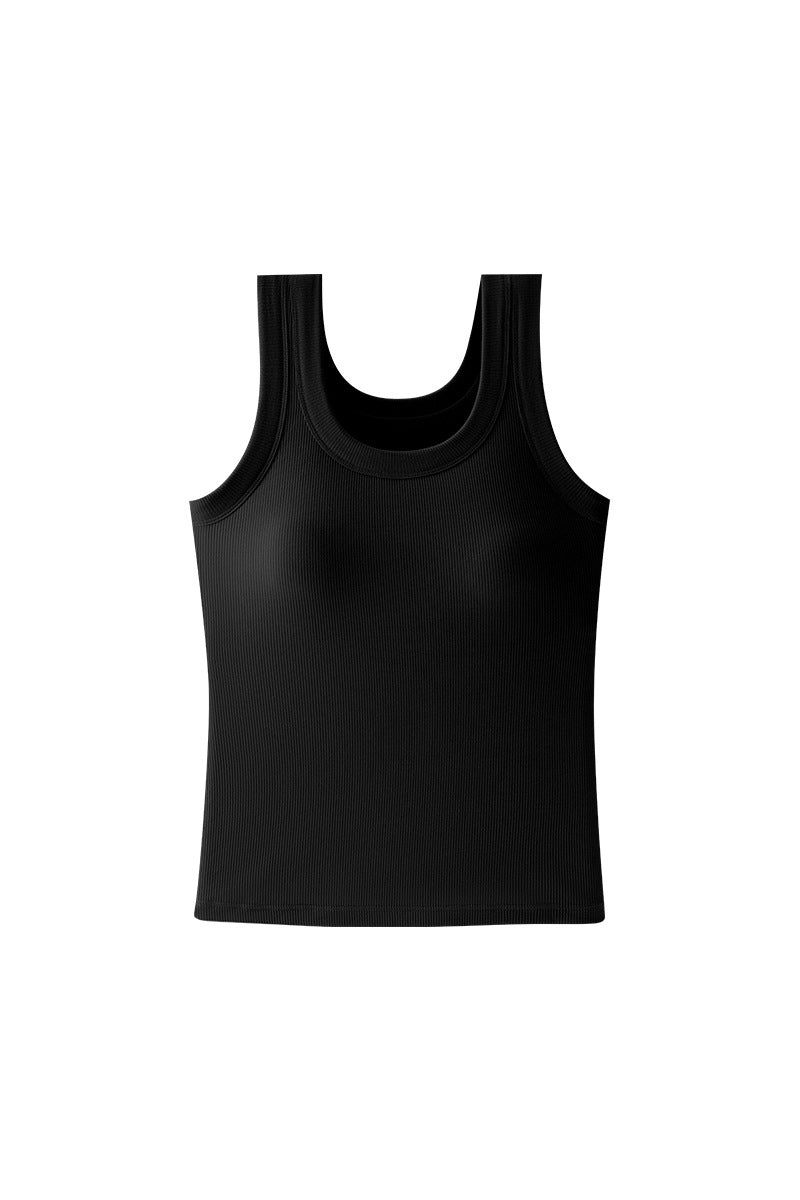 Round Neck Rib Hem Simple Vest - 4 Colors Available - liwisi