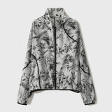 Stand Collar Ink Print Piped Hem Blouson - liwisi