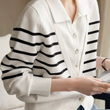 Striped V-Neck Long Sleeve Knit - liwisi