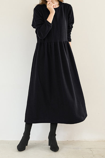Round Neck Simple Long Maxi Flare Dress - 5 Colors Available - liwisi