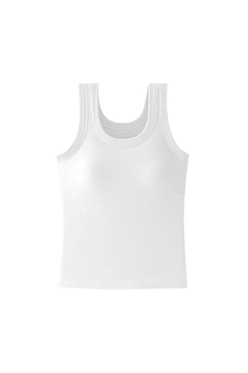 Round Neck Rib Hem Simple Vest - 4 Colors Available - liwisi