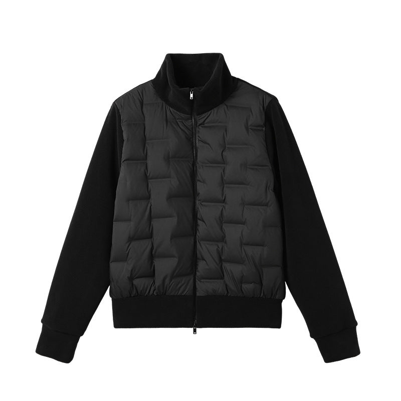 Loose Fit Casual Down Jacket with Fleece Patchwork - liwisi