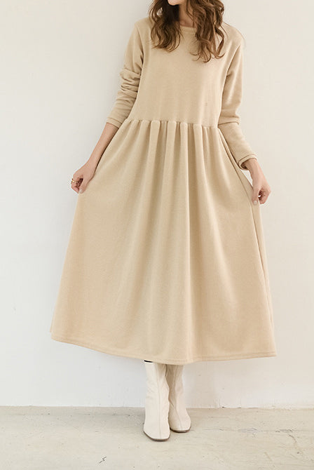 Round Neck Simple Long Maxi Flare Dress - 5 Colors Available - liwisi