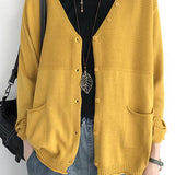 V-Neck Rib Knit Cardigan with Contrast - 5 Colors Available - liwisi