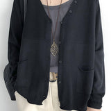 V-Neck Rib Knit Cardigan with Contrast - 5 Colors Available - liwisi