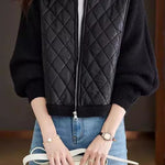 Casual Versatile Stand-Collar Paneled Batwing Sleeve Short Coat - liwisi