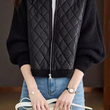 Casual Versatile Stand-Collar Paneled Batwing Sleeve Short Coat - liwisi