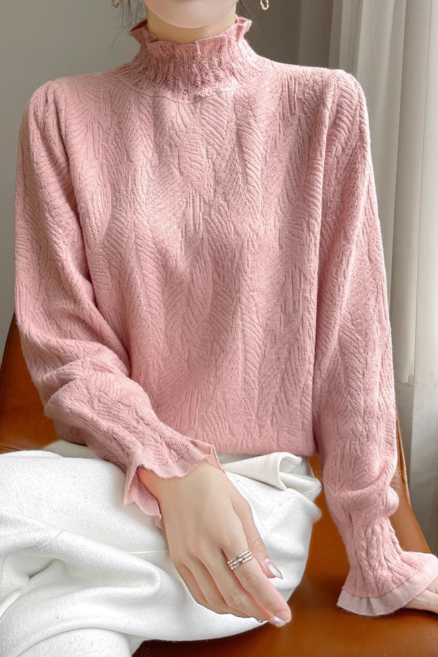 French lace-trimmed knitted undershirt - liwisi