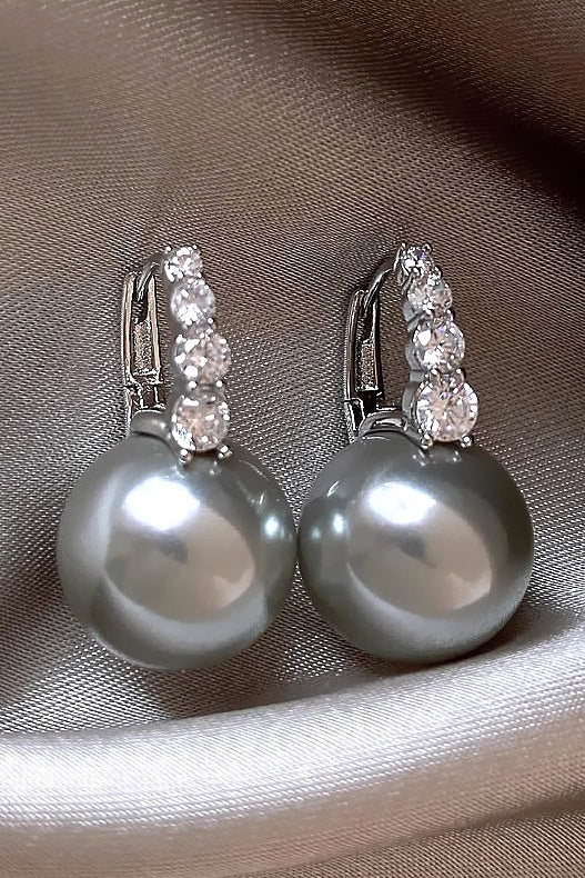 Light luxury copper micro inlaid zircon pearl earrings - liwisi