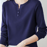 Casual Versatile Regular-Shoulder Long-Sleeve T-Shirt